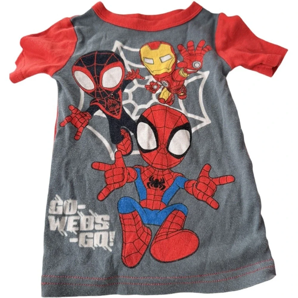 Marvel Spider-Man & His Amazing Friends Pajama Set 2T Red Miles Morales Iron Man
